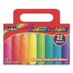 Cra-Z-Art Washable Sidewalk Chalk, 12 Assorted Colors, 32 Sticks/Box