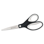 Westcott KleenEarth Soft Handle Scissors, 8" Long, 3.25" Cut Length, Black/Gray Straight Handle (ACM15588) View Product Image