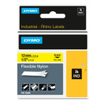 DYMO Rhino Flexible Nylon Industrial Label Tape, 0.5" x 11.5 ft, Yellow/Black Print (DYM18490) View Product Image