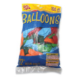 Tablemate Party Loons Helium Quality Latex Balloons, Assorted Colors, 100/Pack