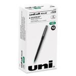 uniball Roller Ball Pen, Stick, Fine 0.7 mm, Green Ink, Black/Green Barrel, Dozen (UBC60104) View Product Image