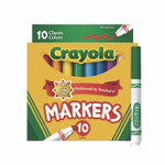 Crayola Non-Washable Marker, Broad Bullet Tip, Assorted Classic Colors, 10/Pack