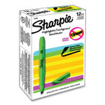 Sharpie Pocket Style Highlighters, Fluorescent Green Ink, Chisel Tip, Green Barrel, Dozen (SAN27026) View Product Image