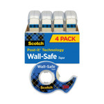 Scotch Wall-Safe Tape with Dispenser, 1" Core, 0.75" x 54.17 ft, Clear, 4/Pack (MMM4183) View Product Image