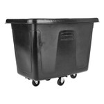 Rubbermaid Commercial Cube Truck, 12 cu ft, 400 lb Capacity, Medium-Density Polyethylene/Metal Frame, Black