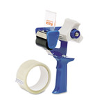 AbilityOne 7520015664139 SKILCRAFT Retractable Blade Tape Dispenser with One Roll of Tape, 3" Core, For Rolls Up to 2" x 30 yds, Blue (NSN5664139) View Product Image