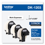 Brother Die-Cut File Folder Labels, 0.66 x 3.4, White, 300 Labels/Roll, 3 Rolls/Pack (BRTDK12033PK) View Product Image