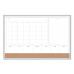 U Brands 4N1 Magnetic Dry Erase Combo Board, Week/Month Planning, 36 x 24 (Actual Size: 35 x 23), Tan/WH Surface, Satin Aluminum Frame