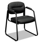 HON HVL653 SofThread Bonded Leather Guest Chair, 22.25" x 23" x 32", Black Seat, Black Back, Black Base (BSXVL653SB11) View Product Image