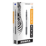 Zebra Sarasa Clip Gel Pen, Retractable, Medium 0.7 mm, Blue Ink, Clear/Blue Barrel, 12/Pack