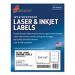 AbilityOne 7530016736217 SKILCRAFT Weatherproof Mailing Labels, Inkjet/Laser Printers, 3.33 x 4, White, 6/Sheet, 50 Sheets/Pack (NSN6736217) View Product Image