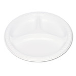 Tablemate Plastic Dinnerware, Compartment Plates, 9" dia, White, 125/Pack (TBL19644WH) View Product Image