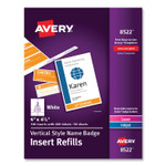 Avery Name Badge Insert Refills, Vertical, 4 1/4 x 6, White, 100/Pack (AVE8522) View Product Image