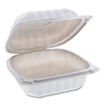 Pactiv Evergreen EarthChoice SmartLock Microwavable MFPP Hinged Lid Container, 6 x 6 x 3.1, White, Plastic, 400/Carton