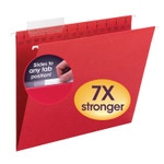 Smead TUFF Hanging Folders with Easy Slide Tab, Letter Size, 1/3-Cut Tabs, Red, 18/Box (SMD64043) View Product Image