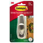 Command All Weather Hooks and Strips, Large, Metal, Brushed Nickel, 5 lb Capacity, 1 Hook and 2 Strips