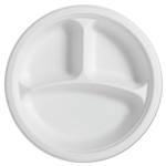 Chinet PaperPro Naturals Fiber Round Plates, 3-Compartment Plate, Paper, 10.25" dia, Natural, 125/Pack, 4 Packs/Carton