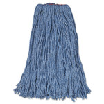 Rubbermaid Commercial Cotton/Synthetic Cut-End Blend Mop Head, 24 oz, 1" Band, Blue, 12/Carton