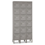 Tennsco Box Compartments with Legs, Triple Stack, 36w x 18d x 78h, Medium Gray Product Image 