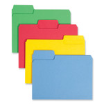 Smead SuperTab Colored File Folders, 1/3-Cut Tabs: Assorted, Letter Size, 0.75" Expansion, 11-pt Stock, Color Assortment 1, 100/Box (SMD11987) View Product Image