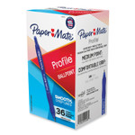 Paper Mate Profile Ballpoint Pen, Retractable, Medium 1 mm, Blue Ink, Translucent Blue Barrel, 36/Pack (PAP2095447) View Product Image