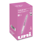 uniball 207 Breast Cancer Awareness Gel Pen Office Pack, Retractable, Medium 0.7mm, Black Ink, Translucent Pink/White Barrel, 36/Pack