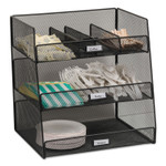 Safco Onyx Breakroom Organizers, 3 Compartments,14.63 x 11.75 x 15, Steel Mesh, Black (SAF3293BL) View Product Image