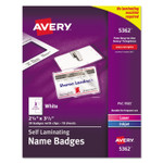 Avery Self-Laminating Laser/Inkjet Printer Badges, 2.25 x 3.5, White, 30/Box (AVE5362) View Product Image