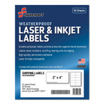 AbilityOne 7530016736220, SKILCRAFT Weatherproof Mailing Labels, Laser Printers, 2 x 4, White, 10/Sheet, 50 Sheets/Pack