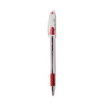 Pentel R.S.V.P. Ballpoint Pen, Stick, Fine 0.7 mm, Red Ink, Clear/Red Barrel, Dozen