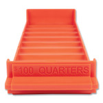 CONTROLTEK Stackable Plastic Coin Tray, Quarters, 10 Compartments, Stackable, 3.75 x 11.5 x 1.5, Orange, 2/Pack (CNK560563) View Product Image