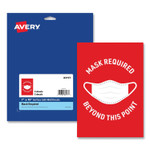 Avery Preprinted Surface Safe Wall Decals, 7 x 10, Mask Required Beyond This Point, Red Face, White Graphics, 5/Pack (AVE83177) View Product Image