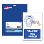 Avery Preprinted Surface Safe Wall Decals, 7 x 10, Please Use Hand Sanitizer, White Face, Blue/Gray Graphics, 5/Pack (AVE83179) View Product Image