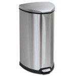 Safco Step-On Receptacle, 10 gal, Stainless Steel, Chrome/Black
