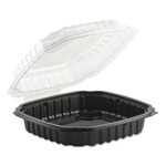Anchor Packaging Culinary Basics Microwavable Container, 46.5 oz, 10.5 x 9.5 x 2.5, Clear/Black, Plastic, 100/Carton (ANZ4669111) View Product Image
