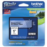 Brother P-Touch TZe Standard Adhesive Laminated Labeling Tape, 0.94" x 26.2 ft, Black on Clear (BRTTZE151) View Product Image