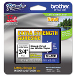 Brother P-Touch TZe Extra-Strength Adhesive Laminated Labeling Tape, 0.7" x 26.2 ft, Black on White (BRTTZES241) View Product Image