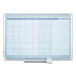 MasterVision Magnetic Dry Erase Calendar Board, Monthly Planning/Scheduling, 48" x 36", White Surface, Satin Aluminum Frame