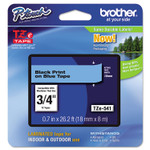 Brother P-Touch TZe Standard Adhesive Laminated Labeling Tape, 0.7" x 26.2 ft, Black on Blue (BRTTZE541) View Product Image