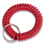 CONTROLTEK Wrist Key Coil Key Organizers, Red, 12/Pack