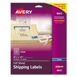 Avery Matte Clear Shipping Labels, Inkjet Printers, 8.5 x 11, Clear, 25/Pack (AVE8665) View Product Image