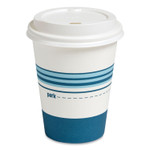 Perk Paper Hot Cup and Plastic Dome Lid Combo, 12 oz, White/Blue, 50/Pack