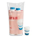 Perk Paper Hot Cup and Plastic Dome Lid Combo, 12 oz, White/Blue, 50 Sets/Pack View Product Image