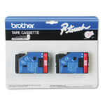 Brother P-Touch TC Tape Cartridges for P-Touch Labelers, 0.47" x 25.2 ft, Red on Clear, 2/Pack