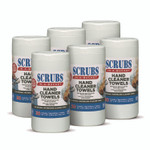 SCRUBS Hand Cleaner Towels, 1-Ply, 10 x 12, Citrus, Blue/White, 30/Canister, 6/Carton