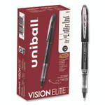 uniball VISION ELITE Hybrid Gel Pen, Stick, Extra-Fine 0.5 mm, Black Ink, Black/Clear Barrel