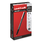 uniball Deluxe Roller Ball Pen, Stick, Micro 0.5 mm, Red Ink, Metallic Gray Barrel, Dozen (UBC60026) View Product Image