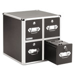 Vaultz Four-Drawer CD File Cabinet, Holds 660 Folders or 240 Slim/120 Standard Cases, Black View Product Image