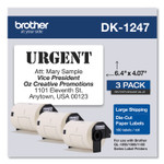 Brother Die-Cut Shipping Labels, 4.07 x 6.4, White, 180 Labels/Roll, 3 Rolls/Pack (BRTDK12473PK) View Product Image