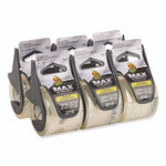 Duck MAX Packaging Tape with Dispenser, 1.5" Core, 1.88" x 22 yds, Crystal Clear, 6/Box